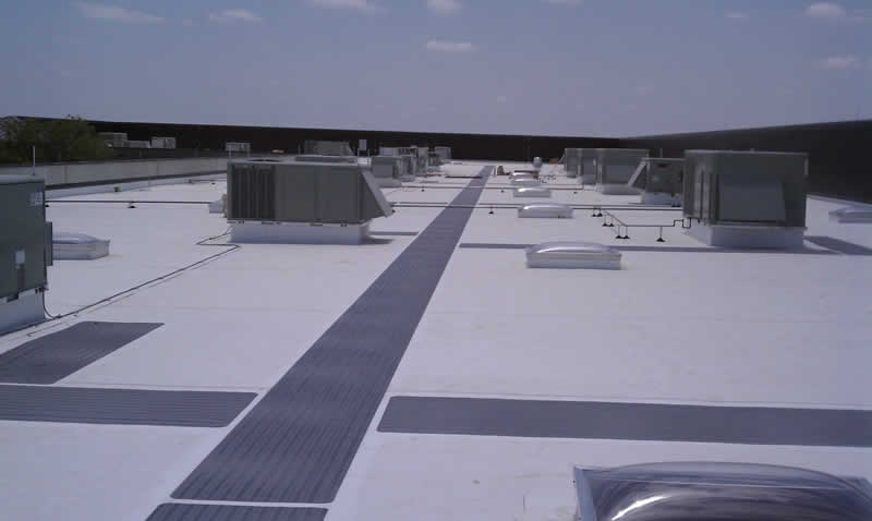 TPO roof installed over ISO board with traffic pads.jpg